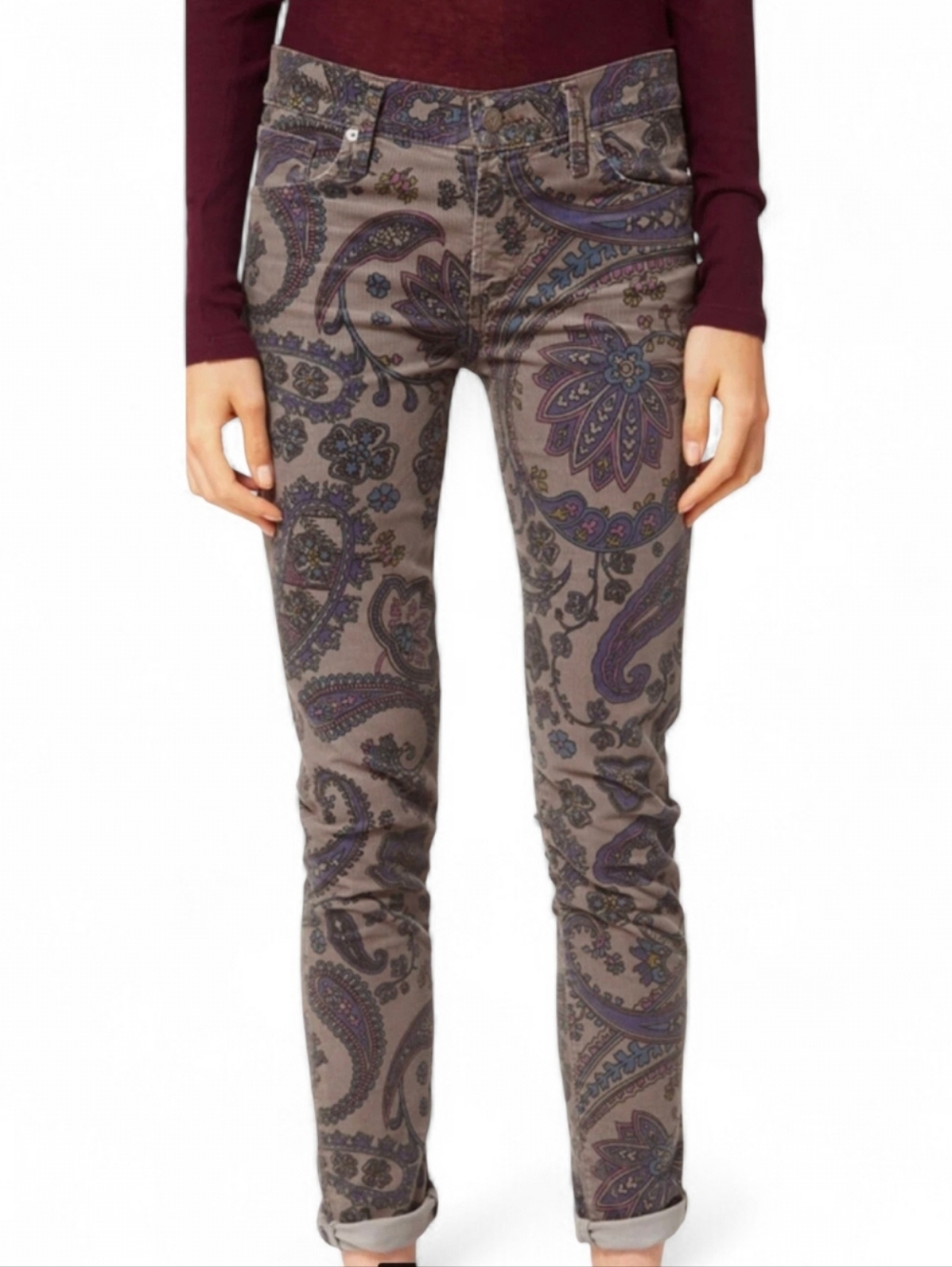 CITIZENS OF HUMANITY Thompson Paisley Corduroy Mid Rise Skinny - Size 29